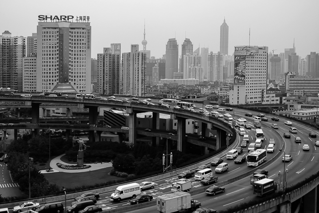 Echangeurs et autoroutes urbaines de Shanghai - Photo de Charles GUY